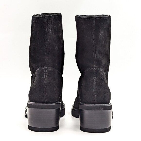 Stuart Weitzman Women Boulevard Black Suede Moto Mid Calf Boots size 8 - Picture 4 of 11